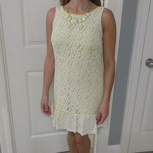 White lace with lime underlay